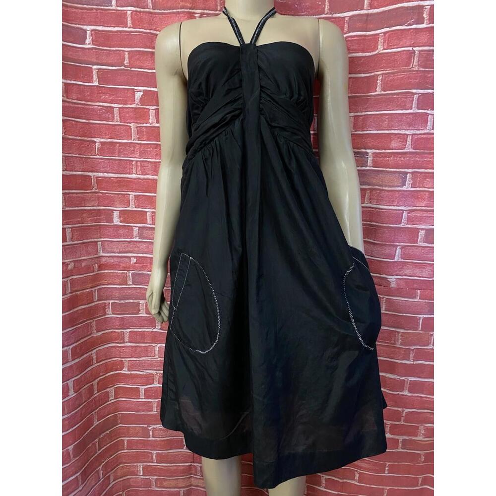 LUCCA Halter Silk Black Women's Boho Dress Size M #C2